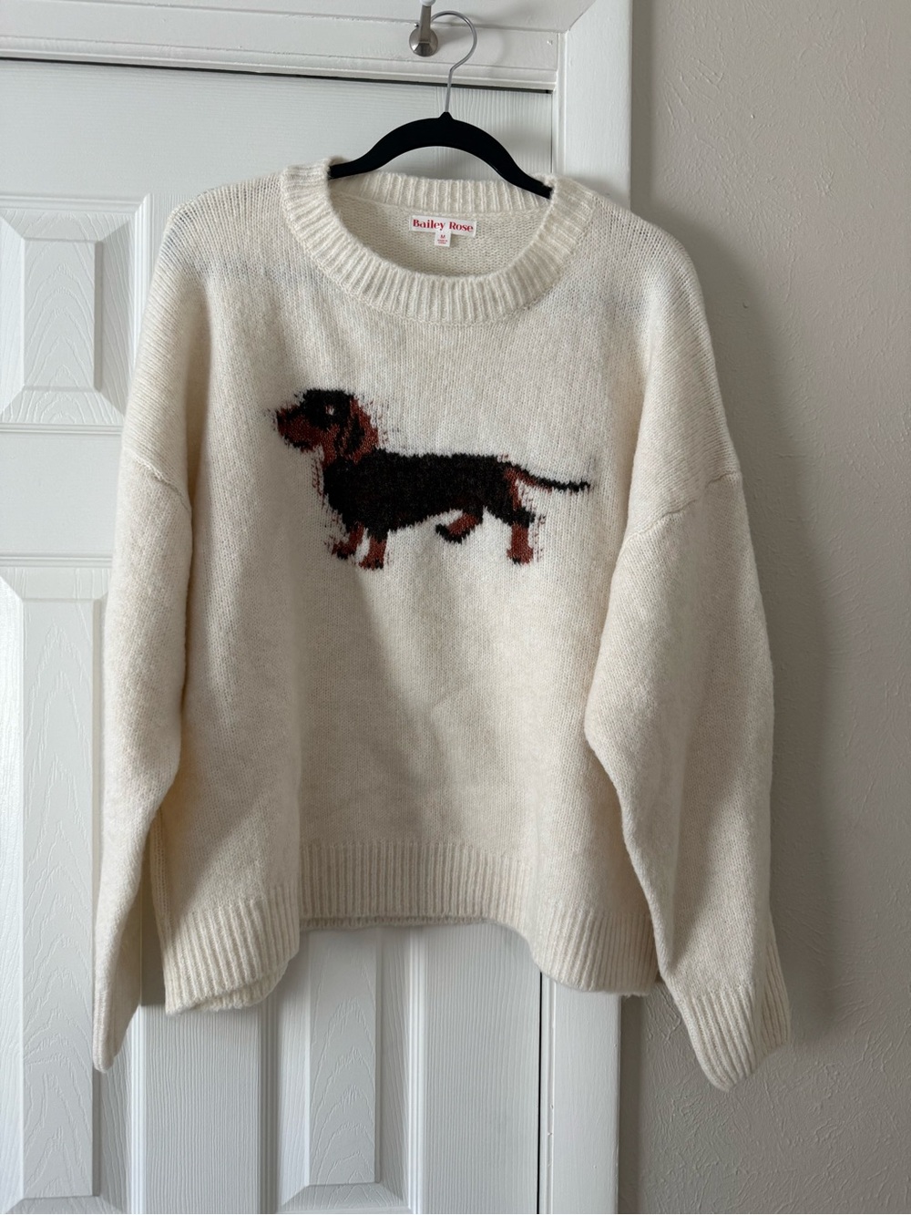 Bailey Rose Dog Sweater size Medium Cream Dachshund - Picture 3 of 8